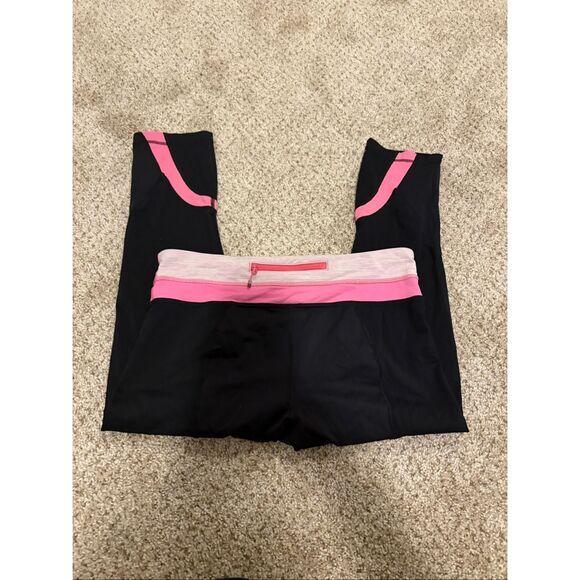 Lululemon Run Inspire Pink Trim Cropped Leggings - Picture 1 of 4